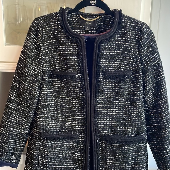J crew tweed coat with fringe and metallic accent - Picture 3 of 3
